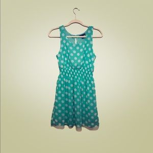 Forever 21 Sz S Teal & White Polka Dotted Dress